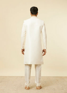 alt message - Manyavar Men Warm White Self-designed Sherwani Set image number 5